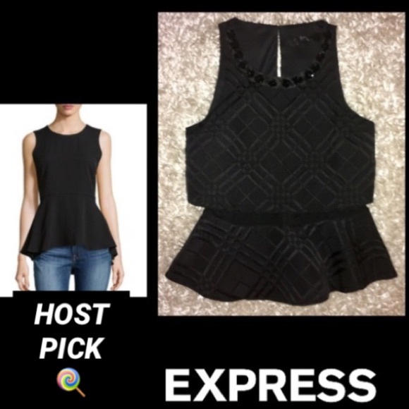 Express Tops - EXPRESS •Double Mesh Sequin Peplum Top